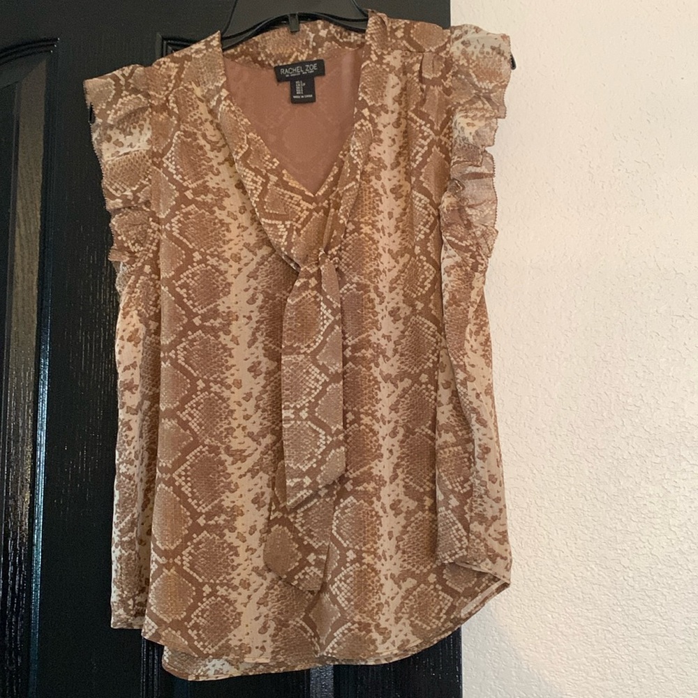 Snakeskin design ruffled blouse new small